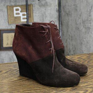 Jil Sander Vintage Colorblock Suede Lace Up Heeled Booties EUR 39 (US 8.5M)